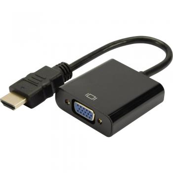 Adapter HDMI / VGA [1x HDMI-vtič => 1x VGA-vtičnica, Klinken-vtičnica 3.5 mm] črn Digitus