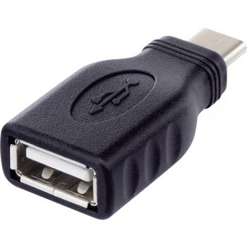 USB 2.0 adapter Renkforce, [1x USB-C™ vtič - 1x USB 2.0 vtičnica A], črn, OTG, pozlačen