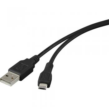 USB 2.0 priključni kabel [1x USB 2.0 vtič A - 1x USB 2.0 vtič Micro-B] 1 m črni, pozlačeni kontakti, Renkforce