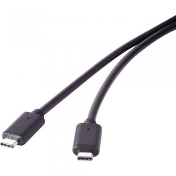 USB 3.1 priključni kabel [1x USB-C™ vtič - 1x USB-C™ vtič] 0.50 m črn, pozlačen, Renkforce