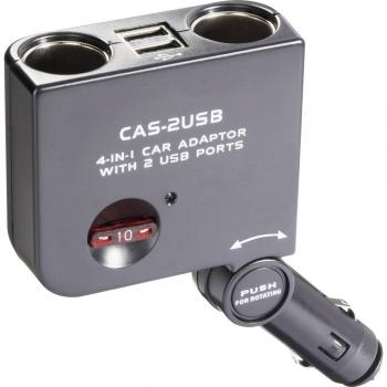 2-delni avtomobilski razdelilnik, USB vtičnica, maks. tokovna obremenitev: 10 A za cigaretni vžigalnik, USB-A