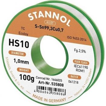 Stannol HS10 2,5% 1,0MM SN99,3CU0,7 CD 100G spajkalna žica, neosvinčena, tuljava 100 g 1 mm