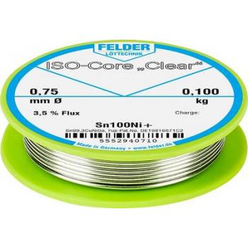 Felder Löttechnik ISO-Core "Clear" Sn100Ni+ spajkalna žica v navitju Sn99,25Cu0,7Ni0,05 0.100 kg 0.75 mm
