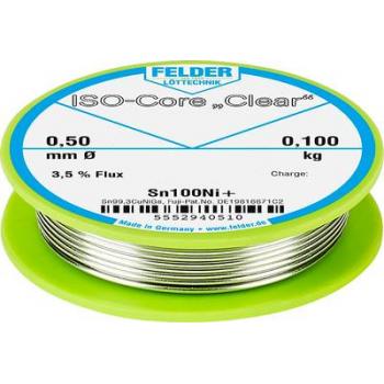 Felder Löttechnik ISO-Core "Clear" Sn100Ni+ spajkalna žica v navitju Sn99,25Cu0,7Ni0,05 0.100 kg 0.5 mm